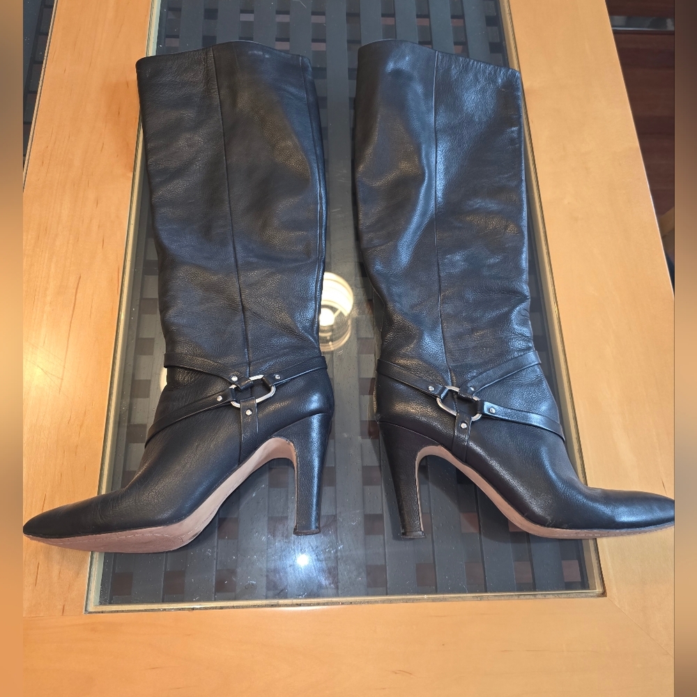 Vince Camuto Black Leather Heeled Boots